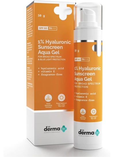 The Derma Co Hyaluronic Sunscreen Aqua Ultra Light Gel With Spf 50 Pa++++ For Broad Spectrum, UV A, UV B & Blue Light Protection For Oily Skin -