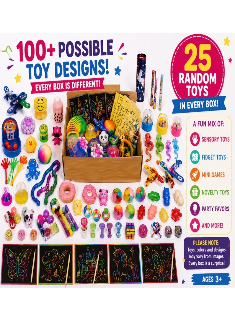JOLLITY LLC Mystery Box with 25 Random Toys | Surprise Party Favor Box | Sensory, Fidget, Mini Games & Novelty Toys | Random Designs | Toys May Vary | Ages 3+ - Image 3