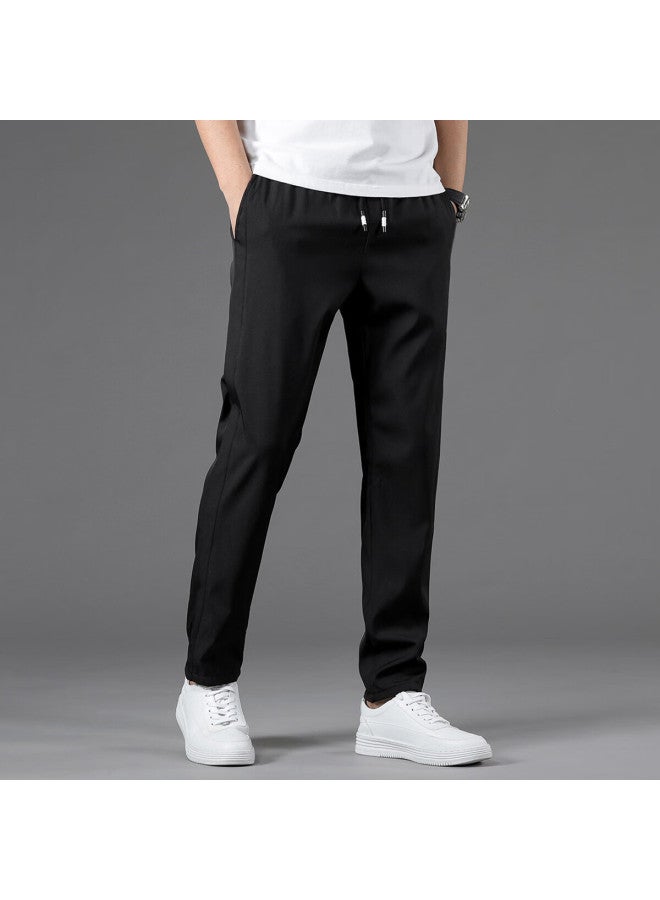 I'm David Men's Ice Silk Slim Straight Leg Pants Casual Lightweight Quick Dry Fashion - Image 4