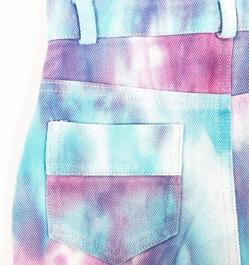 Peacolate 4-11T Little Girl Tie-dyed Short Overalls Vintage Dress Distressed Romper - Image 4