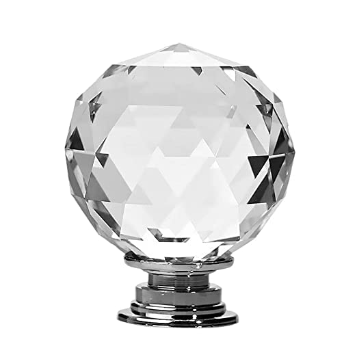 J P Hardware Clear Glass Crystal Cabinet Knobs/Glass Dresser Knobs Pack of 8 (30mm) (Chrome Round knobs) - Image 3