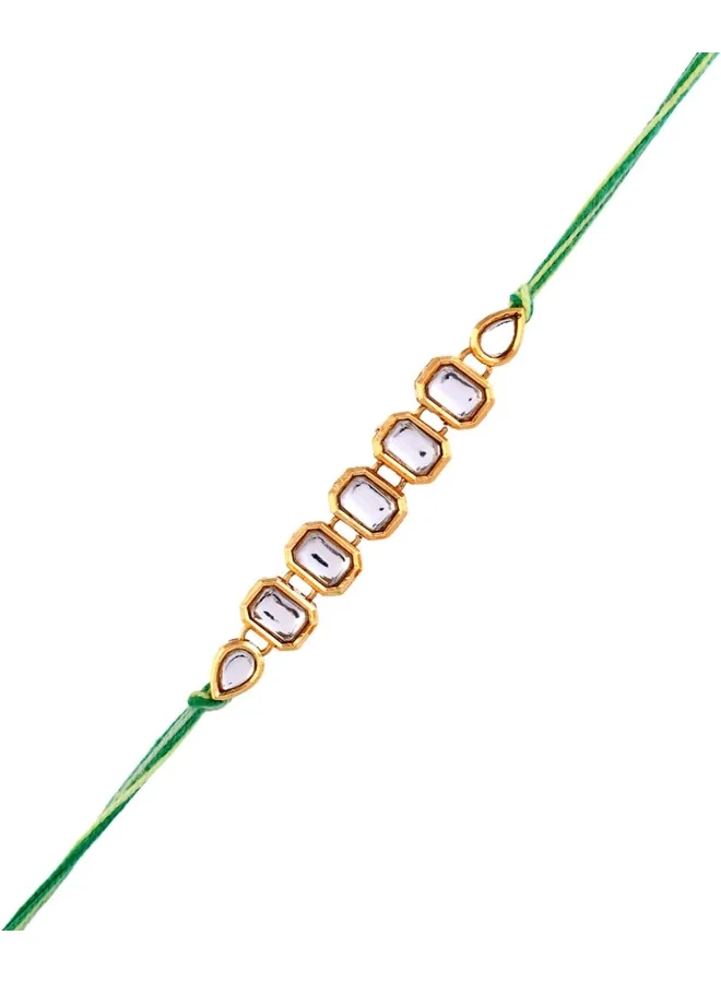 VOYLLA Traditional Motif Faux Kundan Thread Rakhi