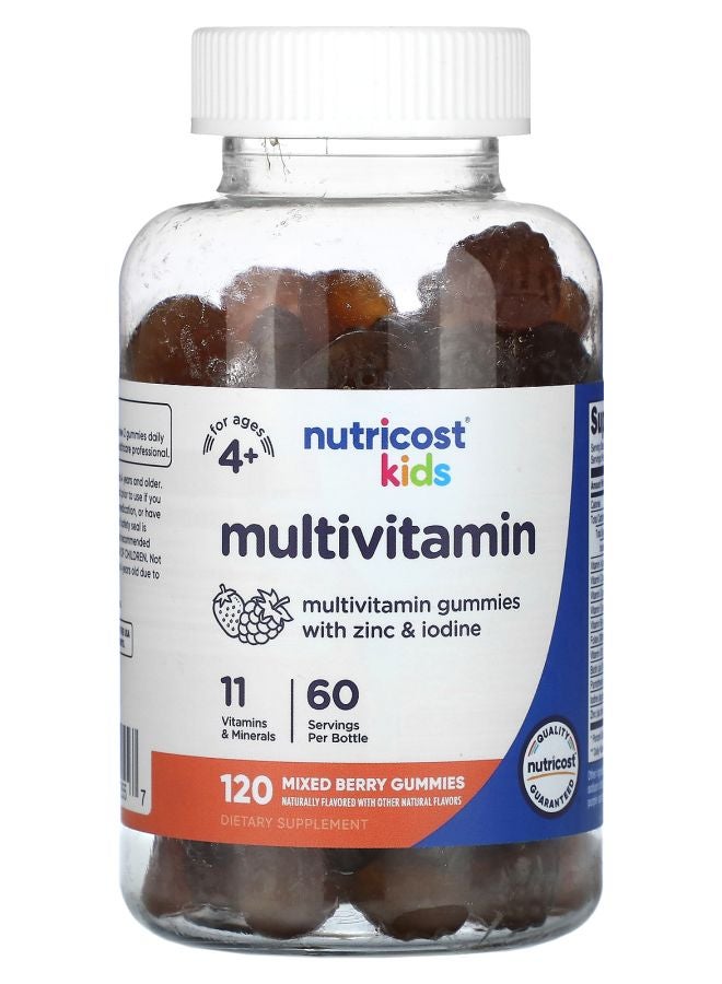 Nutricost Kids Multivitamin Gummies For Ages 4+ Mixed Berry 120 Gummies