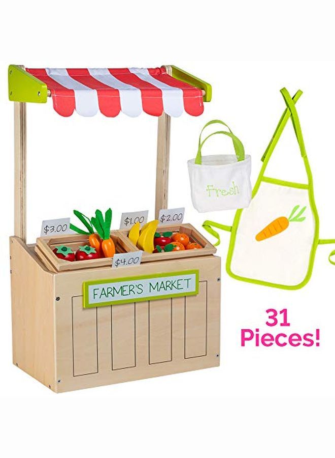 Adora مجموعة ألعاب السوق الزراعي الخشبية الرائعة 31 قطعة لدمى 18 إنش - Image 1