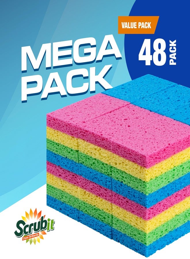 SCRUBIT 48-Count Sponges Kitchen for Dishes Cleaning - Non-Scratch Dish Scrub Sponge - Packaging May Vary, Natural Cellulose Kitchen Sponges - Image 5