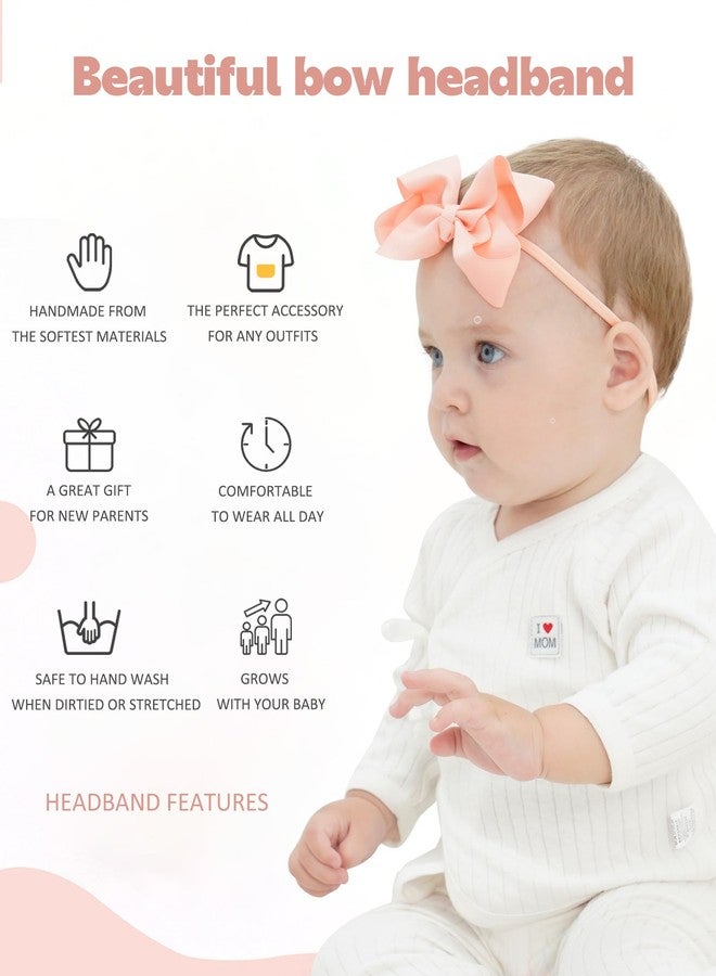 jollybows 40pcs 4inches Baby Girls Grosgrain Ribbon Hair Bows Headbands Nylon Elastic Hair Band Hair Accessories for Infants Newborn - Image 4
