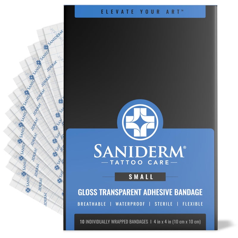 Saniderm Tattoo Aftercare Bandage 10 Sheets Small Pack 4 in x 4 in  Convenient Faster Tattoo Healing and Protection  Sterile Waterproof and LatexFree