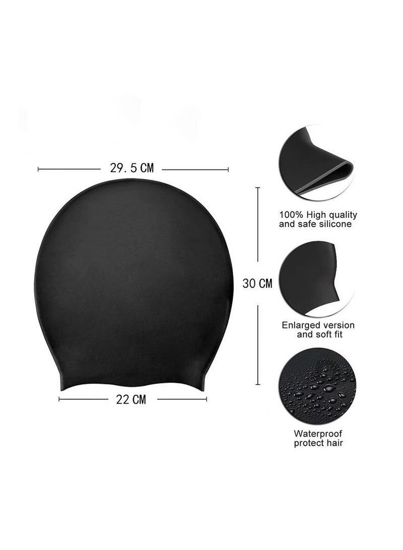 Generic Oversize Swimming Cap Large Long Hair Swim Cap with Extra Room for Women Long Thick Hair, Adult Waterproof Swim Hats Bathing Caps to Keep Hair Dry Black 30*29.5*22CM  - Image 2