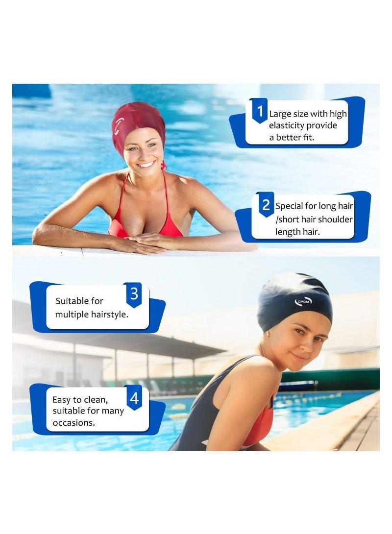 Generic Oversize Swimming Cap Large Long Hair Swim Cap with Extra Room for Women Long Thick Hair, Adult Waterproof Swim Hats Bathing Caps to Keep Hair Dry Black 30*29.5*22CM  - Image 4