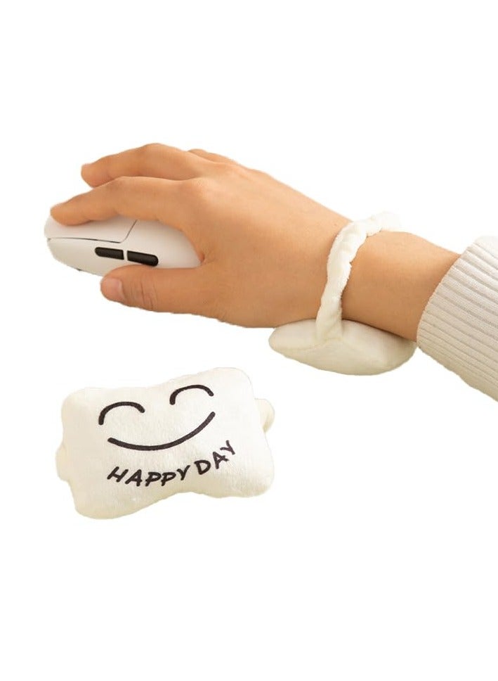 Bukela Mouse Wrist Rest Soft Fabric Keyboard Wrist Rest Support Cushion Wristband Comfortable for Computer Laptop Office Work (White) - Image 1