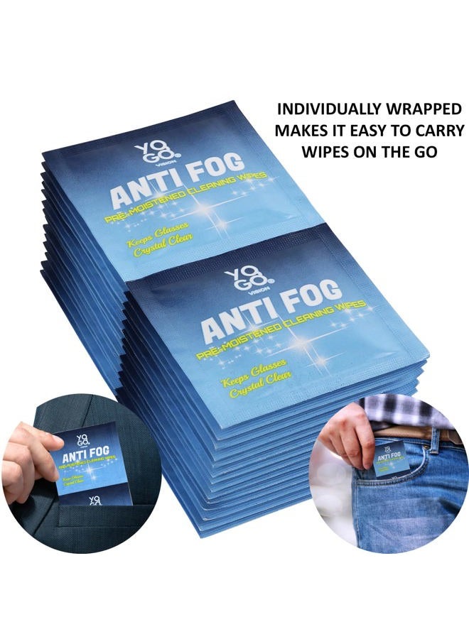 Yogo Vision Anti Fog Wipes for Glasses Pre Moistened Cleaner Lens Wipes for Screens, Binoculars, Face Sheilds, Ski Masks, Swim Goggles, Individual Wrapped Antifog for Eyeglass Cleaner (30) - Image 3