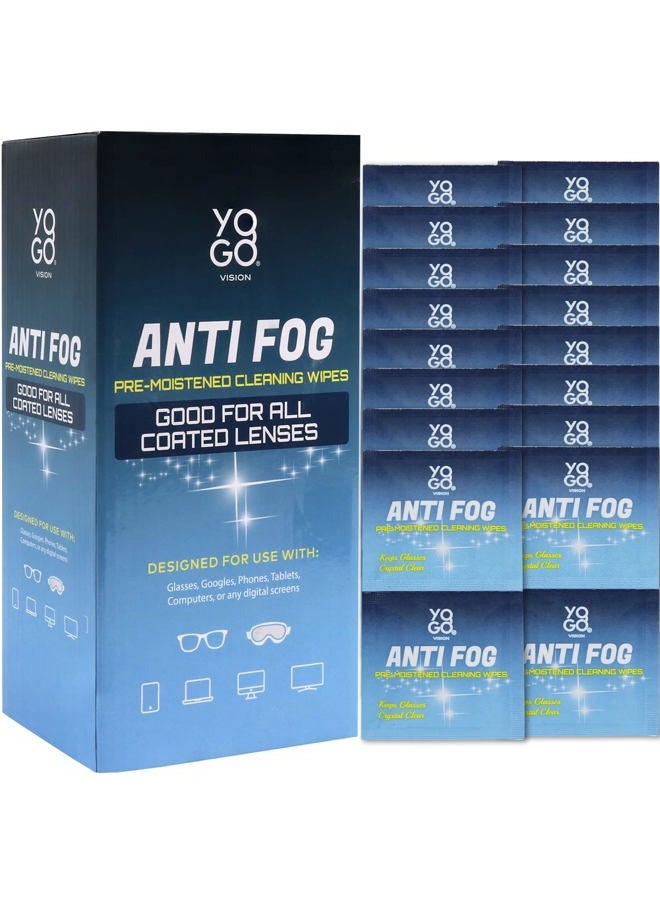 Yogo Vision Anti Fog Wipes for Glasses Pre Moistened Cleaner Lens Wipes for Screens, Binoculars, Face Sheilds, Ski Masks, Swim Goggles, Individual Wrapped Antifog for Eyeglass Cleaner (30) - Image 1