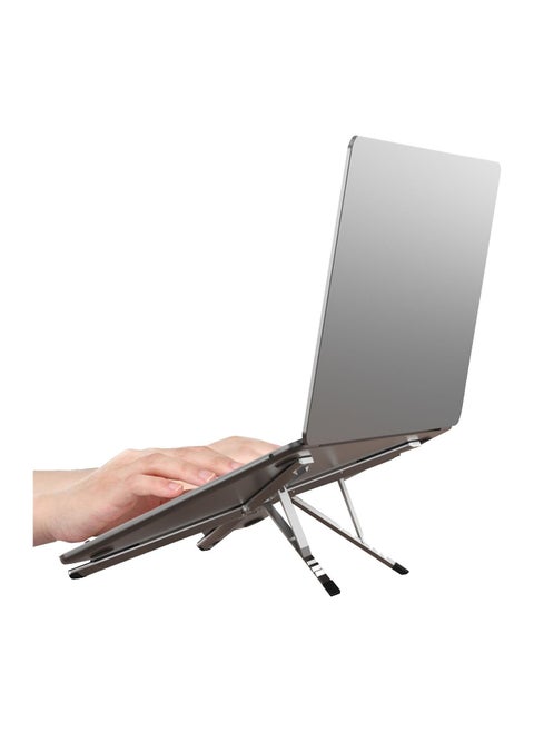Digitek DPLS 001 Foldable Portable Laptop Tablet Stand 5KG Max Load Palm Size with 6 Level Adjustment Compatible with MacBook Surface Lenovo Dell HP iPad Pro More