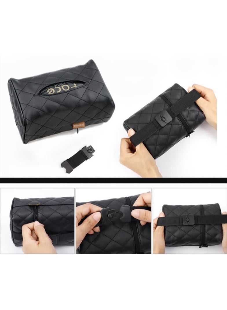 Hayat Comfort Car Tissue Holder, Generic Car leather tissue holder for car back seat headrest hanging tissue boxes holder case multi-use car tissue paper holder - for Cars/Trucks/SUVs (Ergonomic Design, Easy Installation) - Image 5