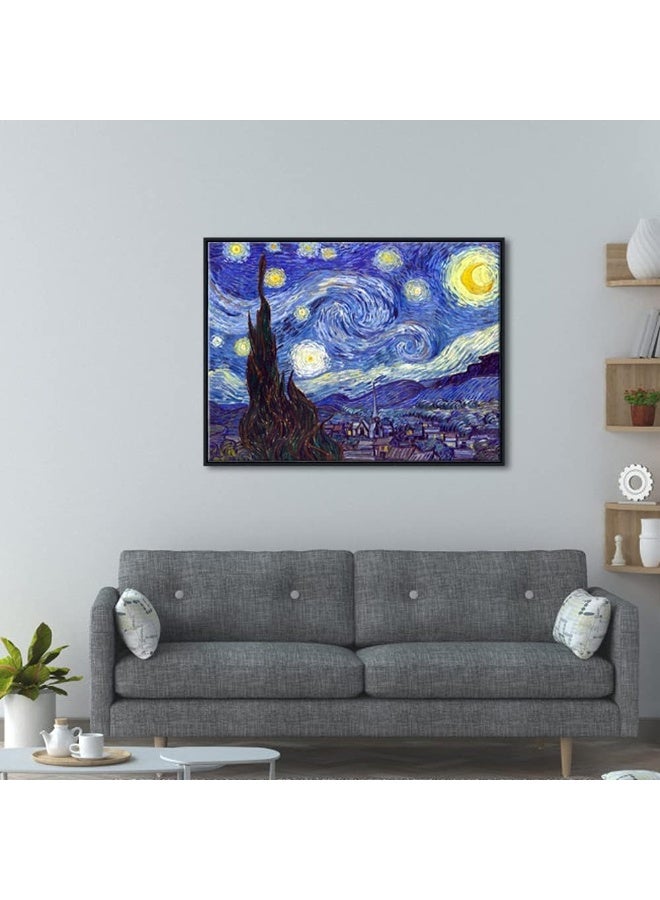 Pyradecor Large Black Framed Starry Night Van Gogh Oil Paintings Reproduction Canvas Prints - Image 4
