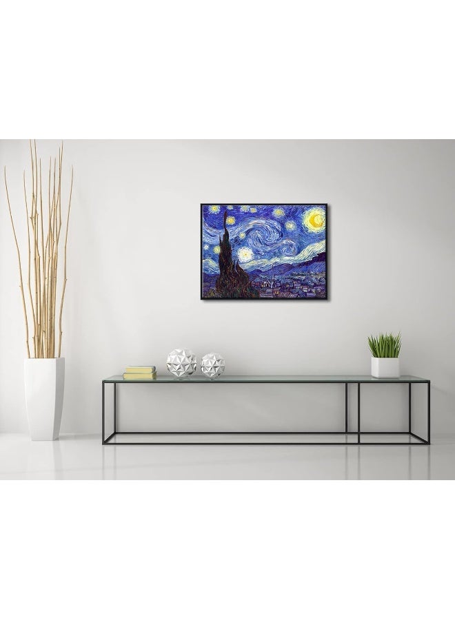 Pyradecor Large Black Framed Starry Night Van Gogh Oil Paintings Reproduction Canvas Prints - Image 2