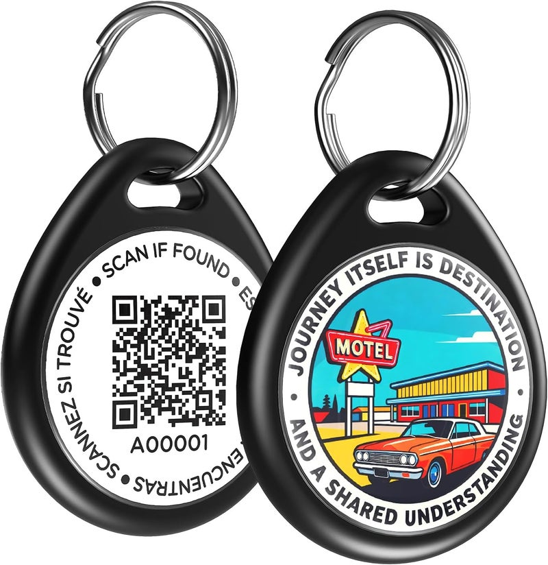 ILFINDYOU Dog Tags Personalized for Pets, Motels QR Code Dog Name Tags for Pet Collar, Online Profile, Scan Location Alerts, (Black Motels) - Image 1