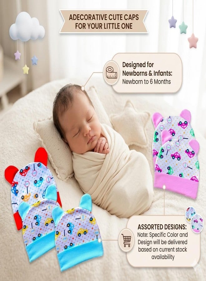 Wavva® 100% Cotton New Born Baby Cap with Ears (Good Design) for 0-6 Months |Cap for Unisex Baby Durable Gift Set. (Multi-Color) (4) - Image 5