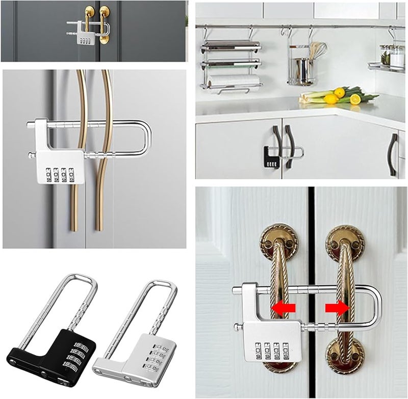 Black Combination Padlock With Extendable Shackles For Secure Lockers And Cabinets - Image 4