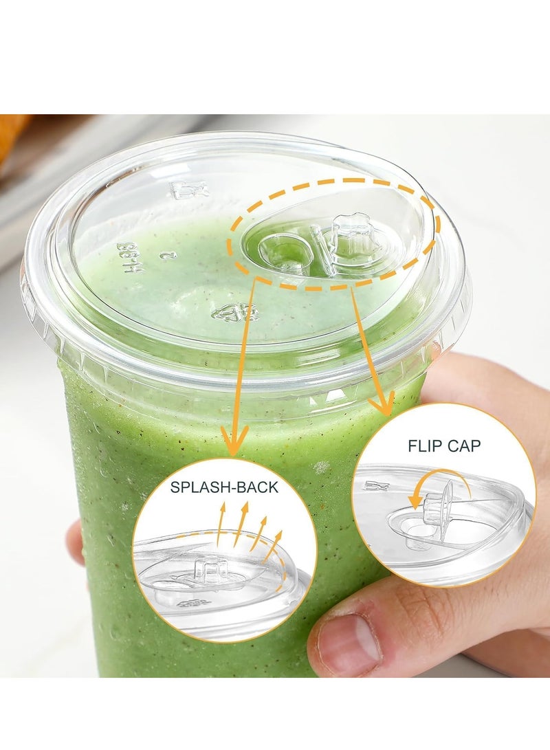 12 oz Straw-Free Plastic Cups with lids, 50 Cups Package with Straw-Free lids, Reusable ice Cream Coffee Cup, eco-Friendly Cold Cup for Parties, juices, Smoothies - Image 5