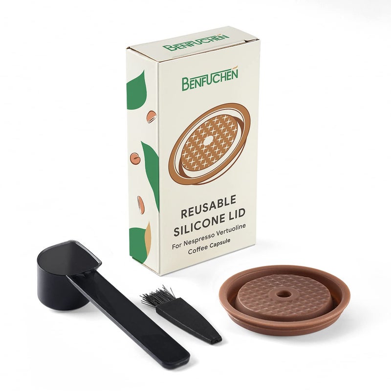 BENFUCHEN Reusable Vertuo Pod Lid Coffee Capsule Discs For Original VertuoLine Coffee Pod, BENFUCHEN Food Grade Silicone Cap For Reuse Nespresso Vertuo Capsule, 1 Disc - Image 1