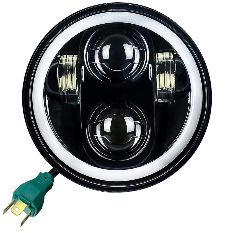 Eagle Lights 8900BH 534 575 Inch LED Headlight with White Halo Ring Compatible With Harley Davidson and Indian Motorcycles Generation IIBlack Kit