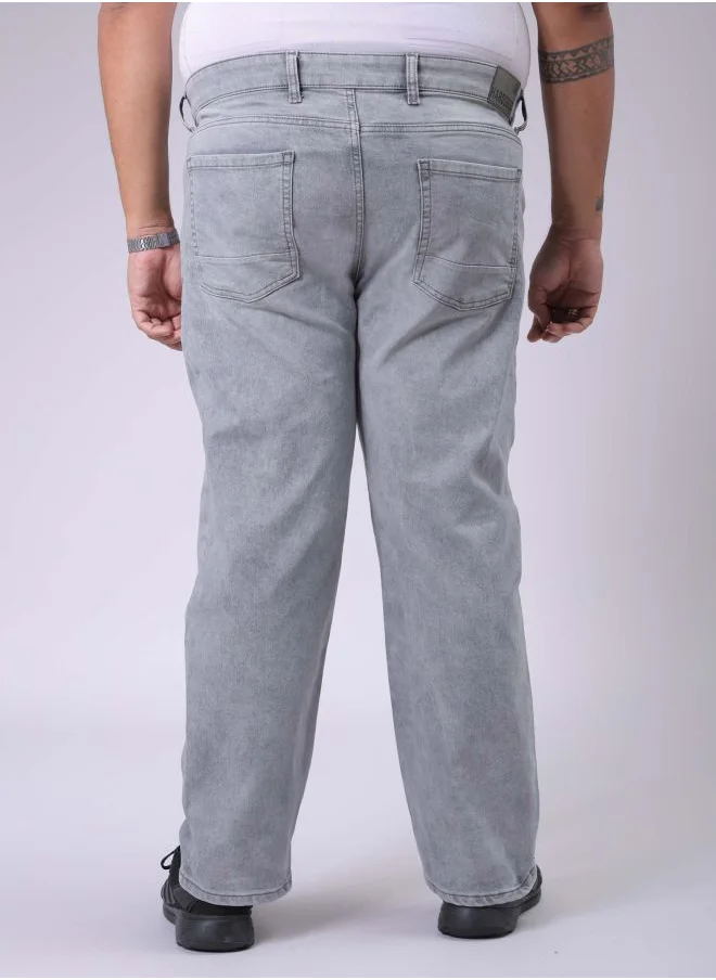 هاردسودا Men Plus Size Vintage Straight Fit Solid Mid-Rise Stretchable Jeans