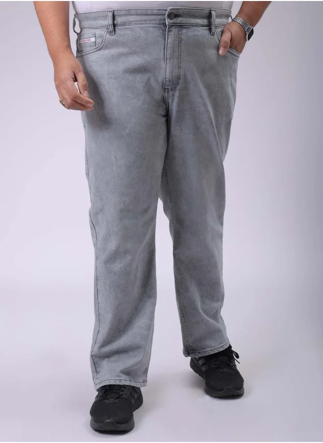 هاردسودا Men Plus Size Vintage Straight Fit Solid Mid-Rise Stretchable Jeans