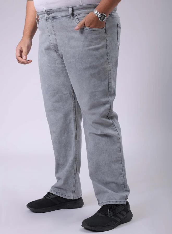HARDSODA Men Plus Size Vintage Straight Fit Solid Mid-Rise Stretchable Jeans