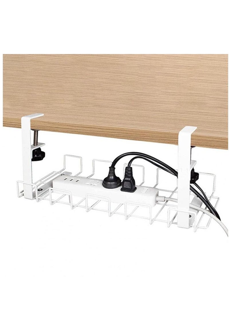 XiuWoo No Drilling Under Desk Sturdy Metal Wire Cable Management Tray Basket and Cable Organizer Racks for Office and Home  - Image 1