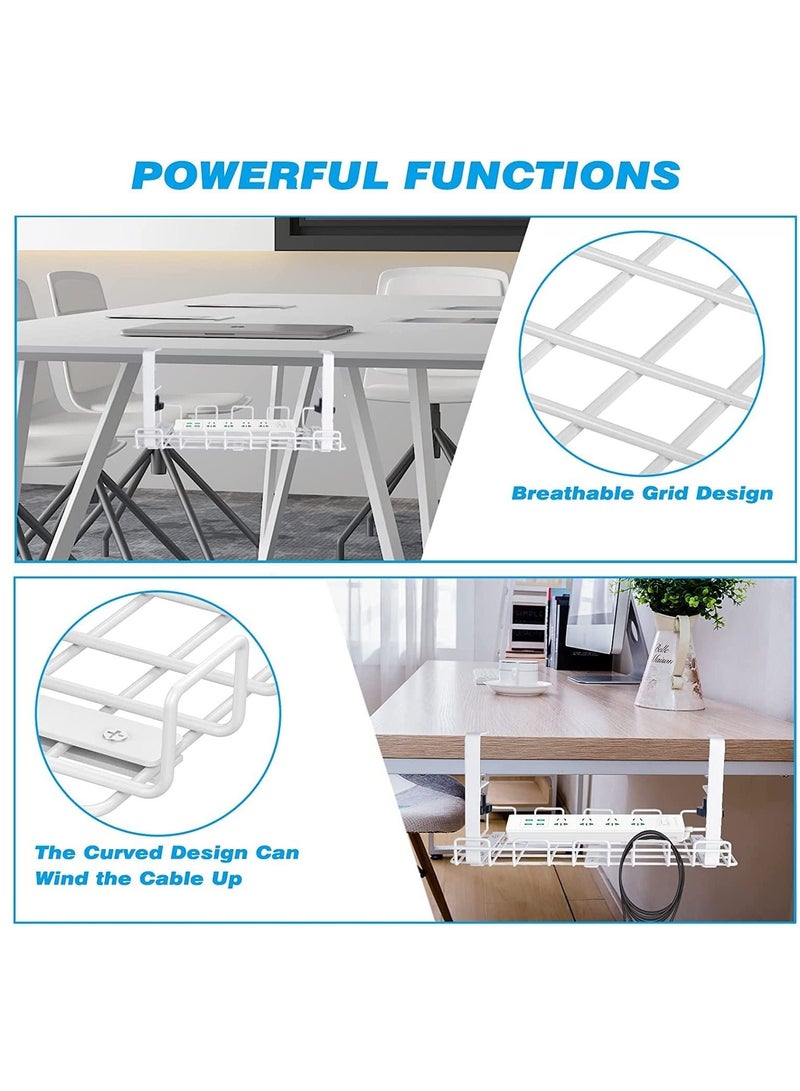 XiuWoo No Drilling Under Desk Sturdy Metal Wire Cable Management Tray Basket and Cable Organizer Racks for Office and Home  - Image 5