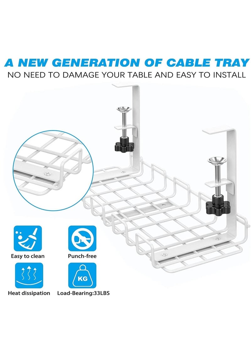 XiuWoo No Drilling Under Desk Sturdy Metal Wire Cable Management Tray Basket and Cable Organizer Racks for Office and Home  - Image 3