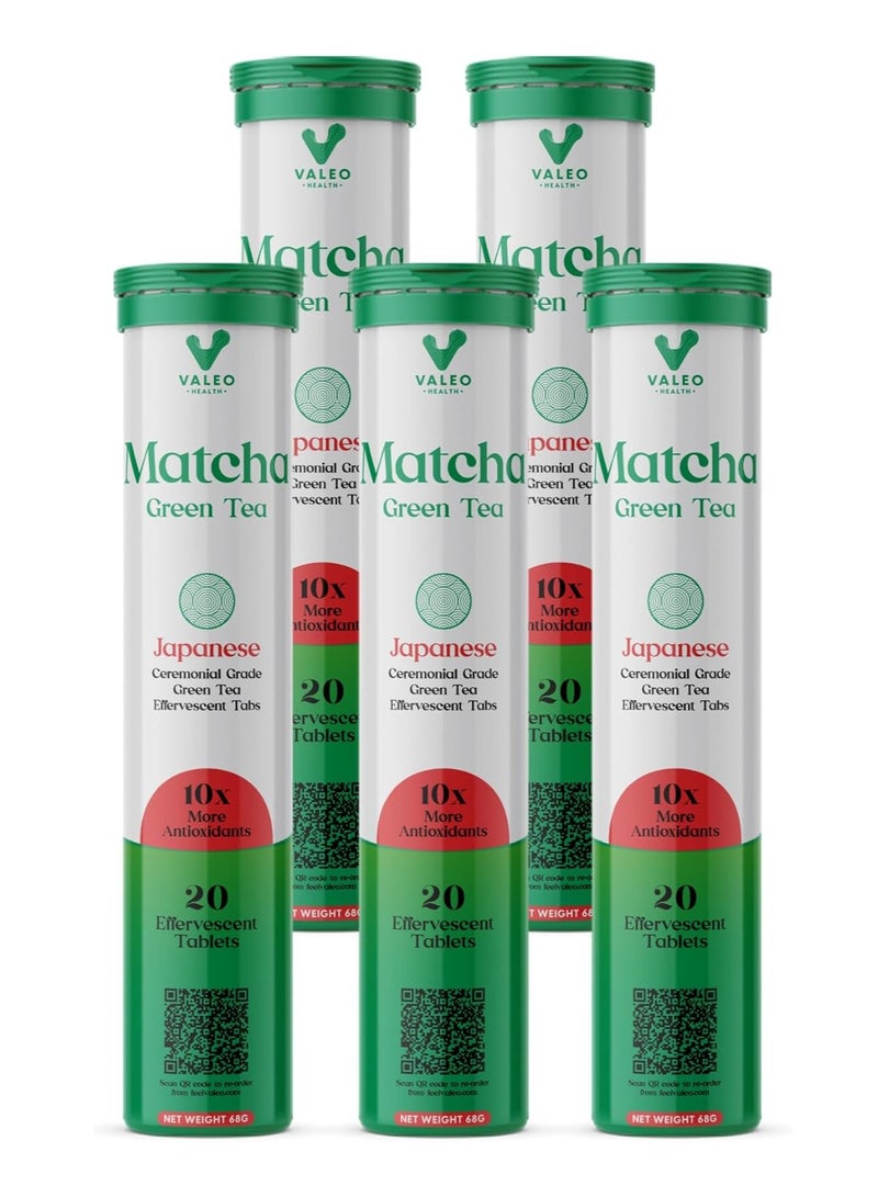 VALEO MATCHA GREEN TEA EFFERVESCENT TABS (20) |ORGANIC JAPANESE CEREMONIAL-GRADE MATCHA | INSTANT ENERGY BOOST, DETOX & GLOWING SKIN (100) - Image 1