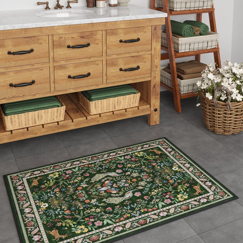 Rugcomf Entryway Rug 2x3 Rug Door Mat Indoor Entrance Washable Rug Small Non-Slip Low Pile Throw Rugs for Entryway, Kitchen, Front Door Indoor Entrance, Entry (Emerald Green) - Image 5