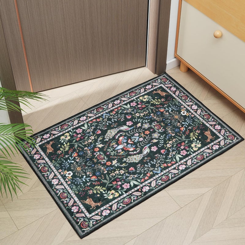 Rugcomf Entryway Rug 2x3 Rug Door Mat Indoor Entrance Washable Rug Small Non-Slip Low Pile Throw Rugs for Entryway, Kitchen, Front Door Indoor Entrance, Entry (Emerald Green) - Image 4