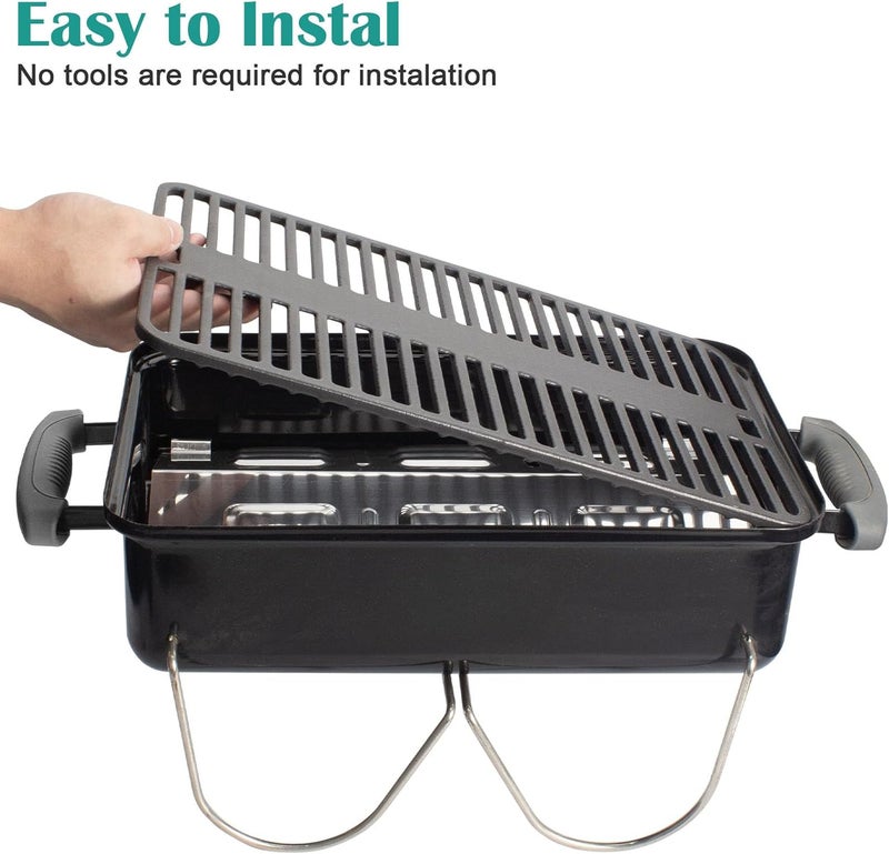 EasiBBQ شبكة شواء من الحديد الزهر لموقد ويبر جو-أنيويهر (Weber Go-Anywhere) للفحم والغاز، تحل محل الطرازات 80631، 70211، 3634، 67195، مقاس 16 بوصة × 10 بوصة - Image 4