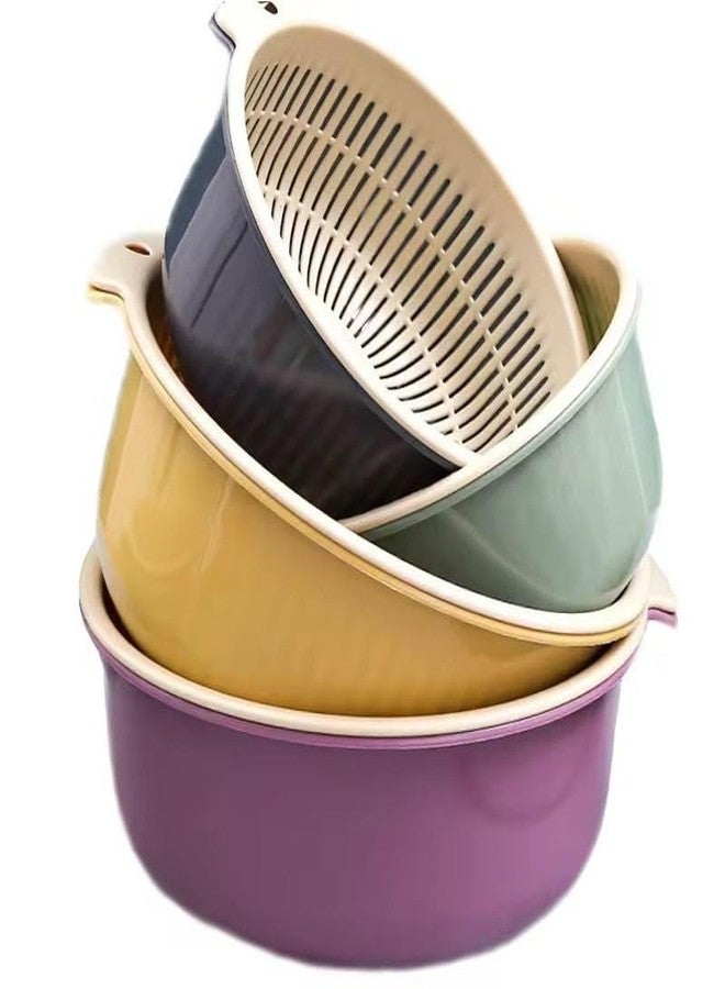 Krizkey Kitchen Colander Bowl Sets,Double Layer Plastic Fruit and Vegetable Washing Basket, Drain Bowls for Cleaning Washing Mix (Pack of 1) - Image 1