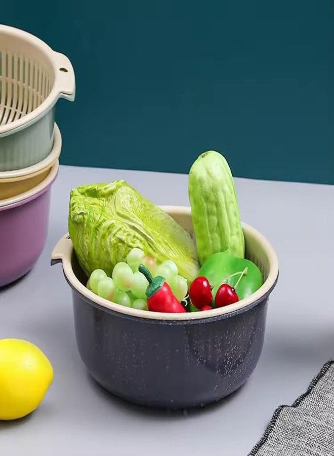 Krizkey Kitchen Colander Bowl Sets,Double Layer Plastic Fruit and Vegetable Washing Basket, Drain Bowls for Cleaning Washing Mix (Pack of 1) - Image 3