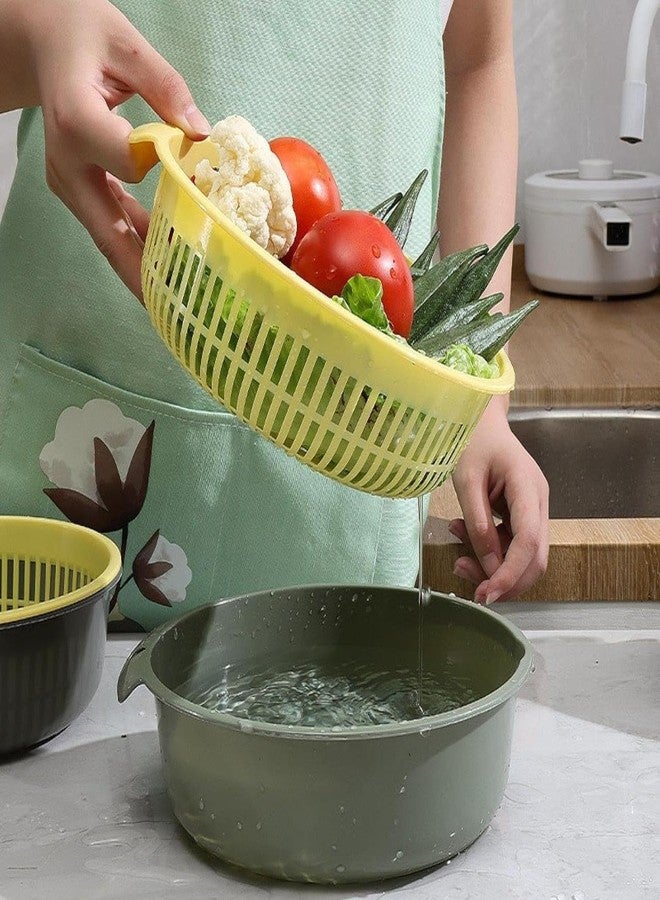 Krizkey Kitchen Colander Bowl Sets,Double Layer Plastic Fruit and Vegetable Washing Basket, Drain Bowls for Cleaning Washing Mix (Pack of 1) - Image 5