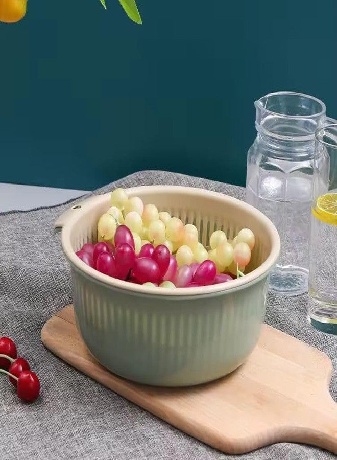 Krizkey Kitchen Colander Bowl Sets,Double Layer Plastic Fruit and Vegetable Washing Basket, Drain Bowls for Cleaning Washing Mix (Pack of 1) - Image 2
