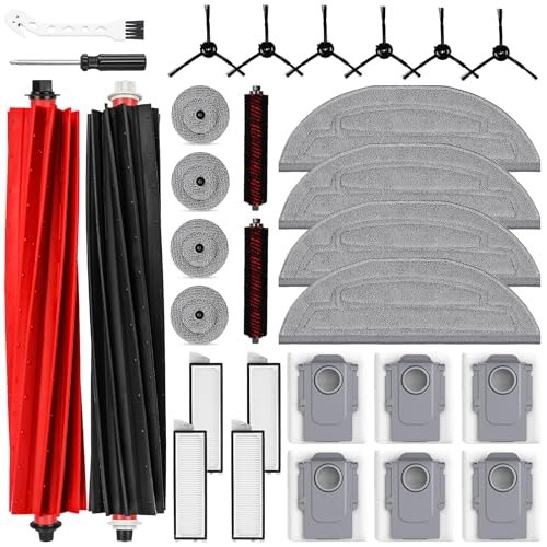 AnDongo 30 Pack Accessories Set for Roborock S8 MaxMaxV Ultra Robot Vacuum 1 Pair Main Brushes 2 SelfCleaning Brush 6 Side Brushes 4 Filters 4 Round Mop Pads 4 Long Mop Pads 6 Dust Bags 2 Tools - Image 1