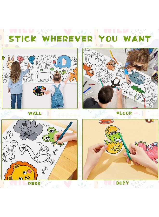 KolorFish Coloring Re-Stick Drawing Paper Roll for Kids, 118 x 12 Inch Large Coloring Poster for Toddlers, Art Paper Crafts Coloring Tablecloth Ideal Gift for Class Home Birthday Party (Animal) - Image 2