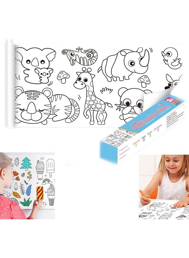 KolorFish Coloring Re-Stick Drawing Paper Roll for Kids, 118 x 12 Inch Large Coloring Poster for Toddlers, Art Paper Crafts Coloring Tablecloth Ideal Gift for Class Home Birthday Party (Animal) - Image 1