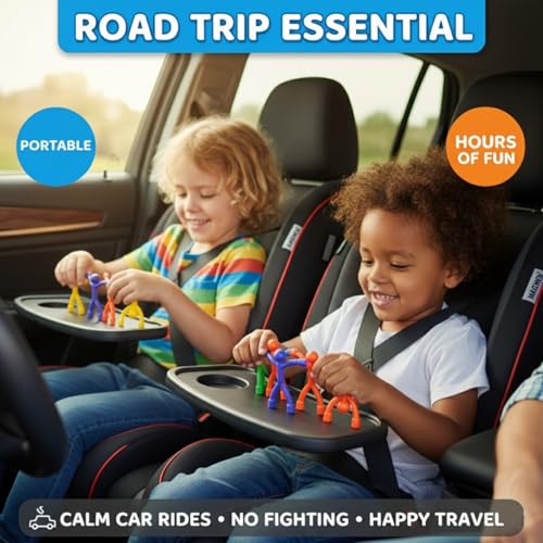MAGMEN Airplane Road Trip Toy 10Pack Solid Colors Quiet Time Activities for Kids Sensory Magnetic Fidget Travel Toys for Car Airplane Restaurants STEM Building Figures8 ScreenFree Fun - Image 5