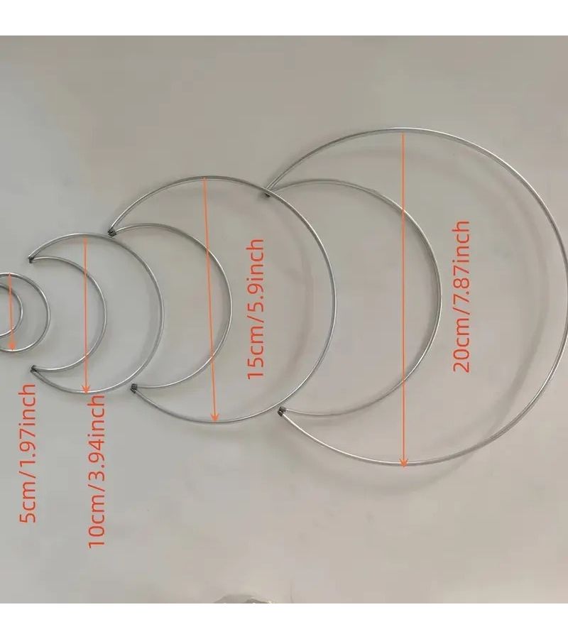 4pcs Pack Metallic Silver Half Crescent Moon Dreamcatcher Macrame Ring Hoop for DIY Craft - Image 4