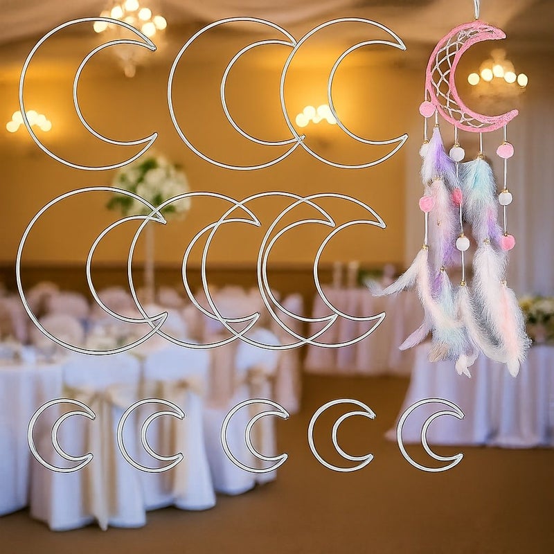 4pcs Pack Metallic Silver Half Crescent Moon Dreamcatcher Macrame Ring Hoop for DIY Craft - Image 5