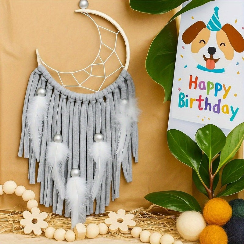 4pcs Pack Metallic Silver Half Crescent Moon Dreamcatcher Macrame Ring Hoop for DIY Craft - Image 3