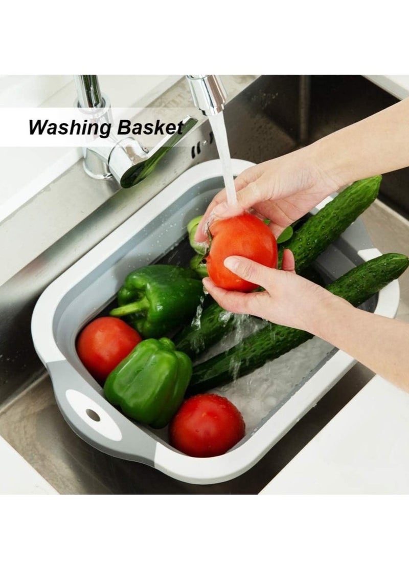 Raxoom Foldable Multifunction Chopping Board, Collapsible Dish Tub Basin Cutting Board Colander, Vegetable Fruit Wash And Drain Sink Storage Basket, - Image 3