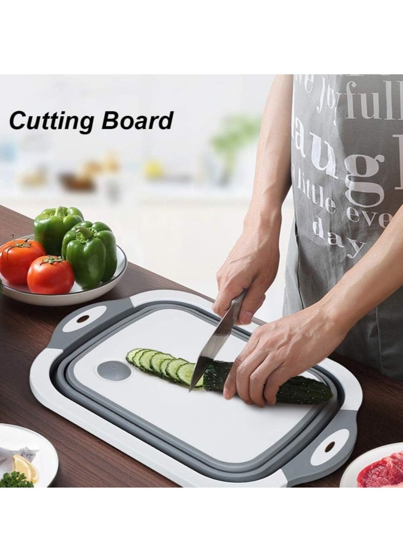 Raxoom Foldable Multifunction Chopping Board, Collapsible Dish Tub Basin Cutting Board Colander, Vegetable Fruit Wash And Drain Sink Storage Basket, - Image 2