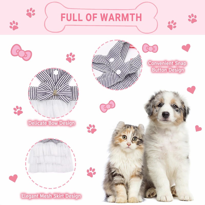 TAPBULL Dog Dresses, Fashion Pet Dog Clothes, Striped Mesh Puppy Dogs Princess Dresses (Blue, X-Small) - Image 3